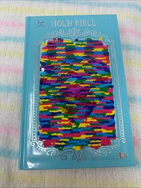 Holy Bible Sequin Accent Hardcover - Turquoise Multicolor